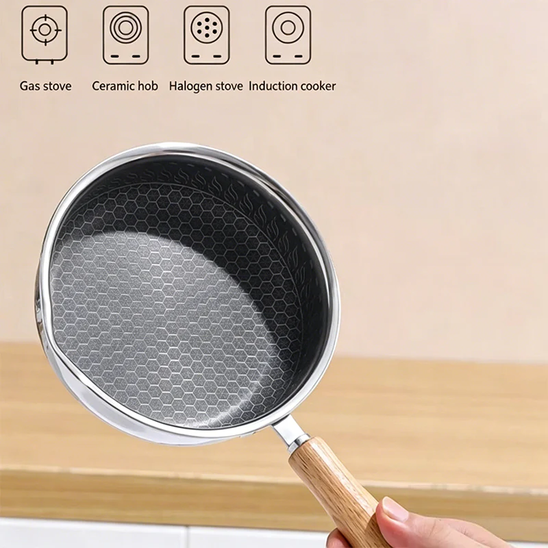 Stainless Steel Mini Frying Pan with Wooden Handle - Image 6