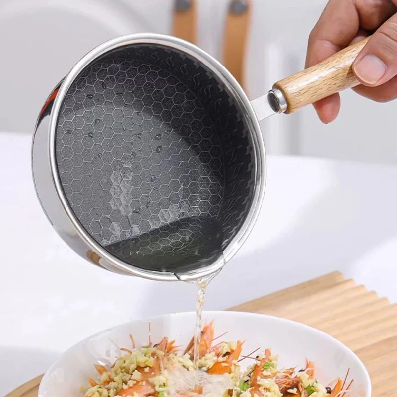 Stainless Steel Mini Frying Pan with Wooden Handle - Image 7