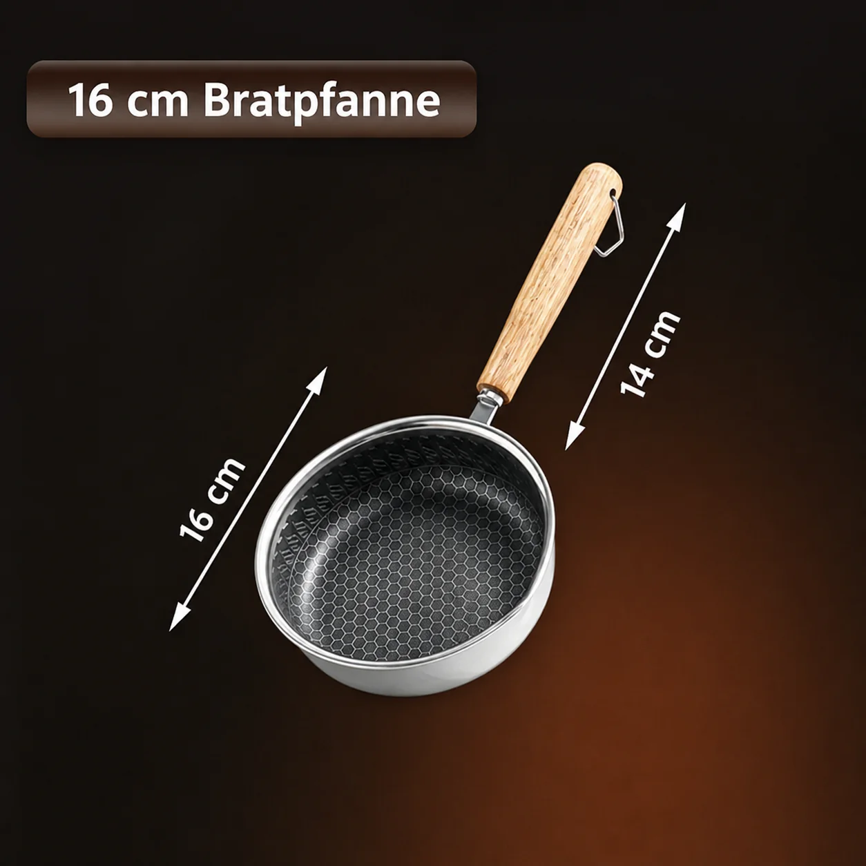 Stainless Steel Mini Frying Pan with Wooden Handle - Image 8
