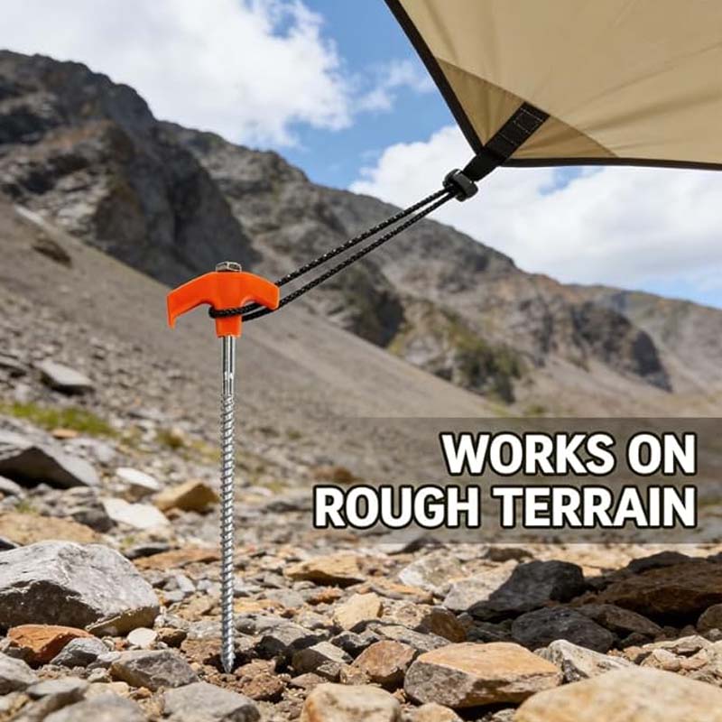 Steel Tent Stakes with Spiral Threads - Image 5