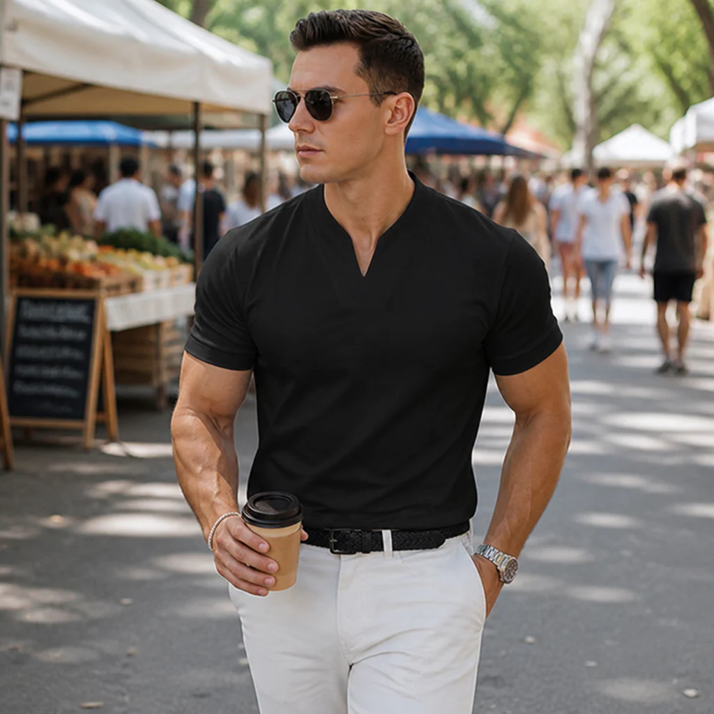 StratoFlex™ – Slim-Fit Performance Tee with Notched Stand Collar - Image 2