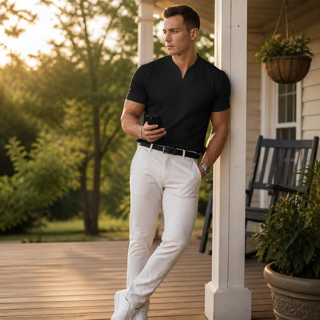 StratoFlex™ – Slim-Fit Performance Tee with Notched Stand Collar - Image 3