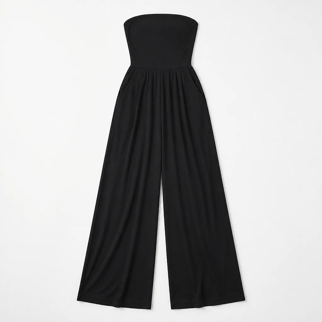 Solenne™ – Elegant Strapless Wide-Leg Jumpsuit with Smocked Back - Image 10
