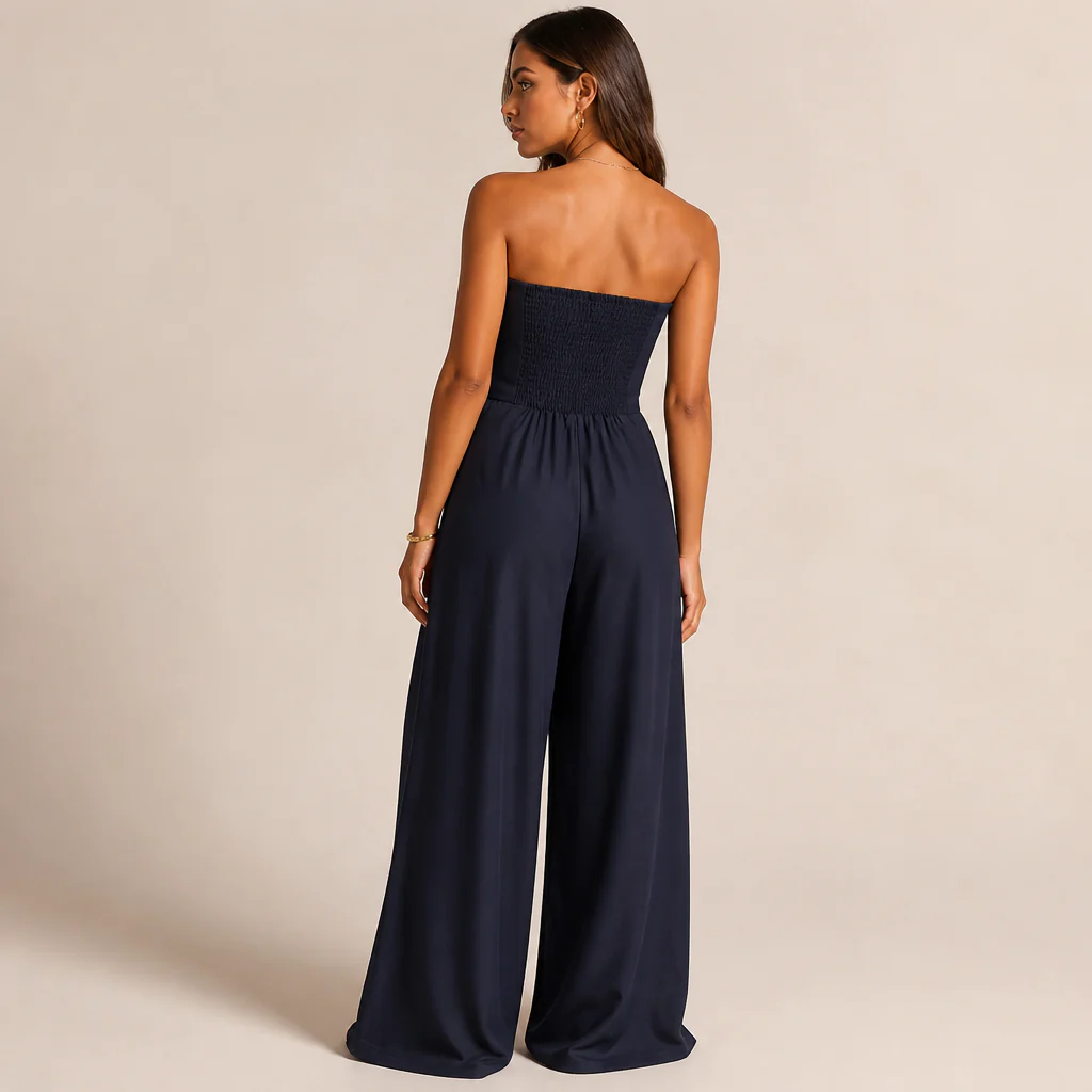Solenne™ – Elegant Strapless Wide-Leg Jumpsuit with Smocked Back - Image 8