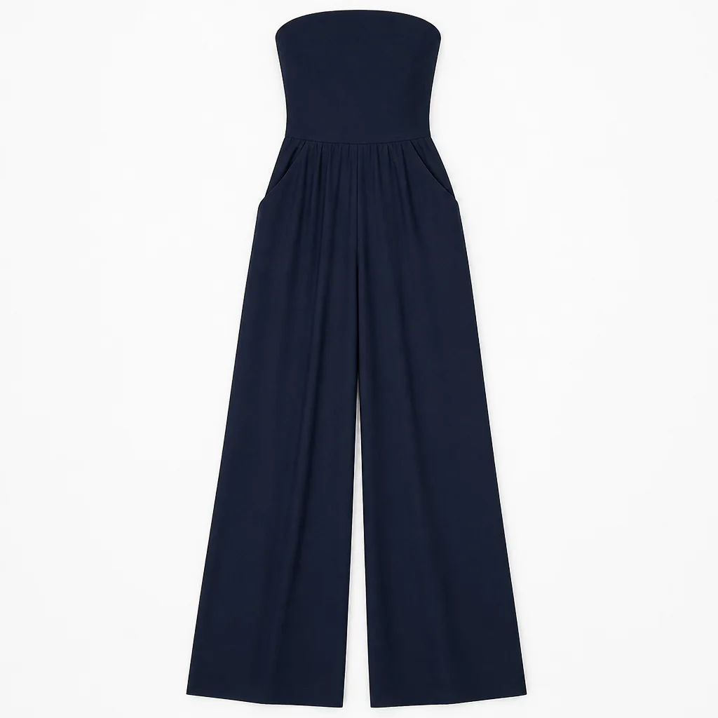 Solenne™ – Elegant Strapless Wide-Leg Jumpsuit with Smocked Back - Image 9