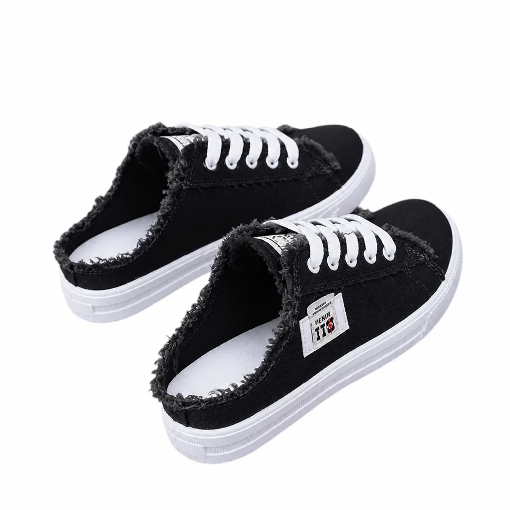 StridePulse™ – Casual Frayed Edge Denim Mule Sneakers - Image 12