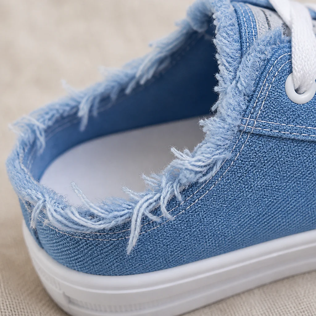 StridePulse™ – Casual Frayed Edge Denim Mule Sneakers - Image 5