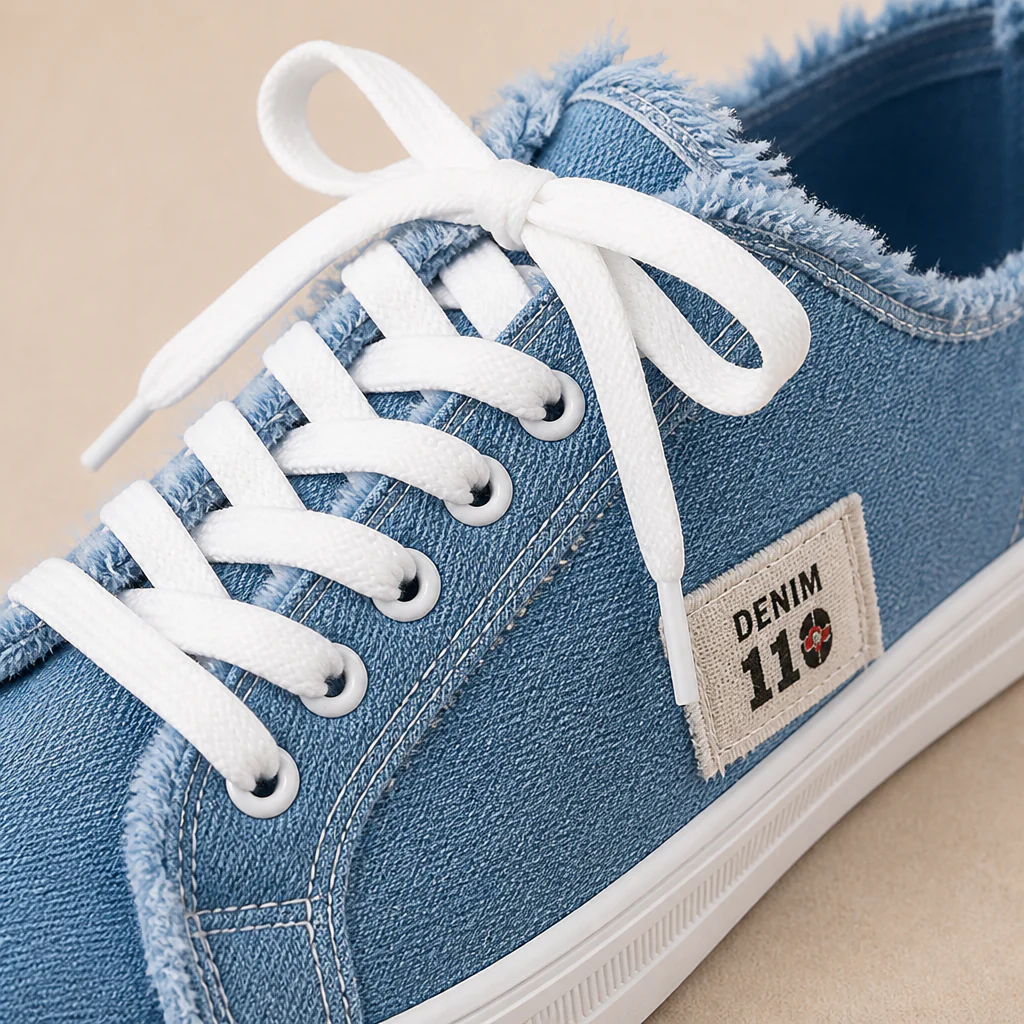 StridePulse™ – Casual Frayed Edge Denim Mule Sneakers - Image 6