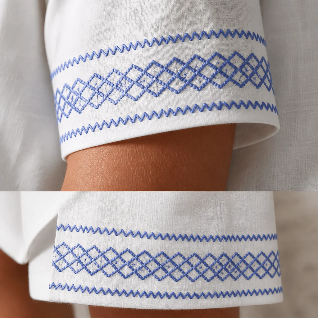 Suncraft™ – Embroidered Cuban-Collar Shirt & Drawstring Shorts Summer Set - Image 6