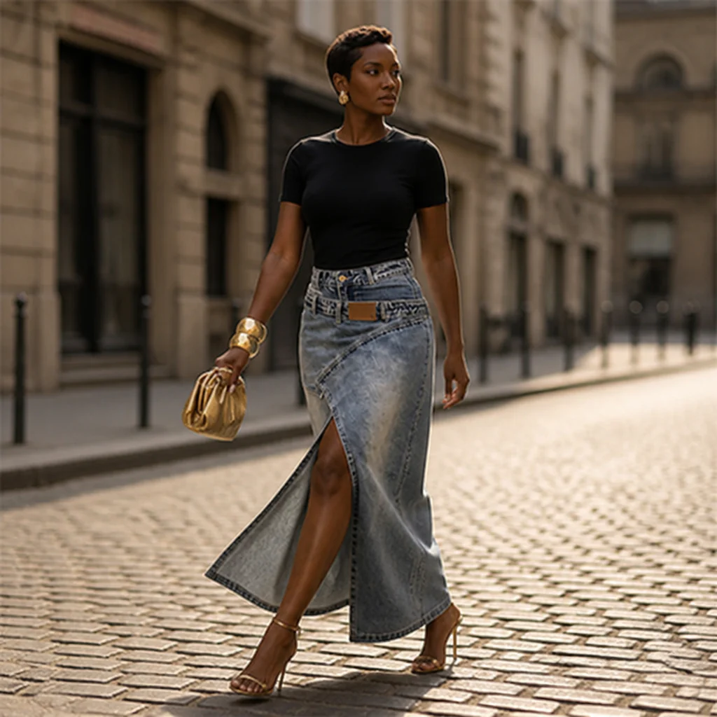 SuraDenim™ Maxi Skirt — Command Every Room with Effortless, Head-Turning Confidence - Image 2