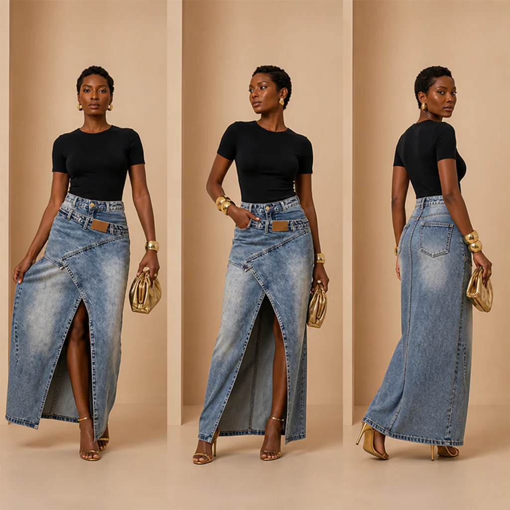 SuraDenim™ Maxi Skirt — Command Every Room with Effortless, Head-Turning Confidence - Image 4