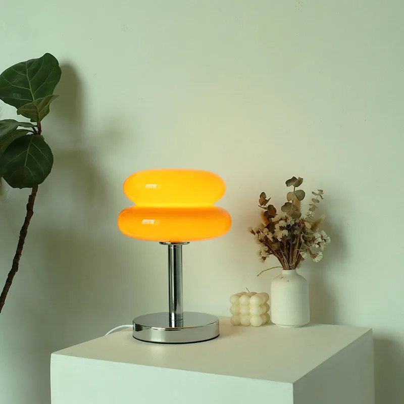 Glass table lamp with colorful pattern for bedroom and bedside table - child-friendly night light - Image 6