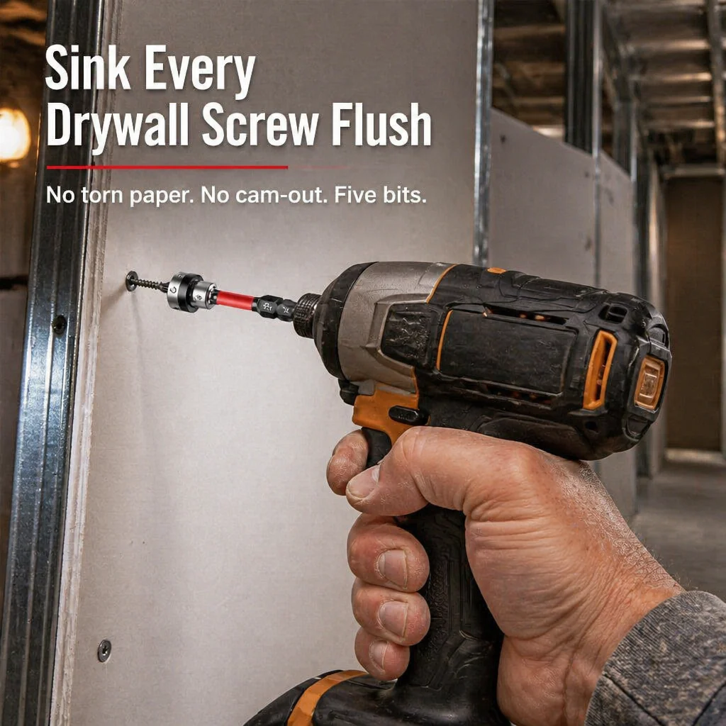 TitanDrive™ — Sink Every Drywall Screw Flush Without Cam-Out or Torn Paper