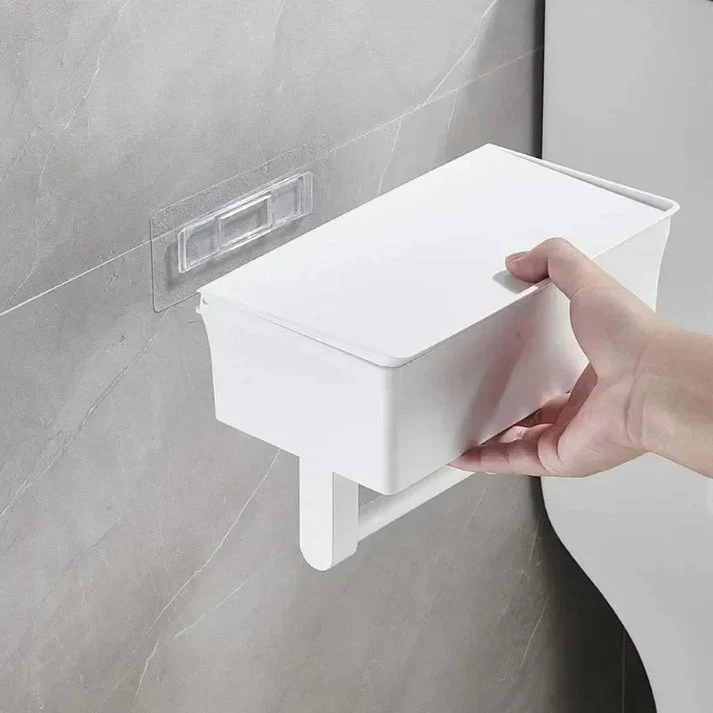 Toilet Roll Holder | Wall-Mounted with Shelf | Drill-Free Installation with Box | Rolluxe - Image 2