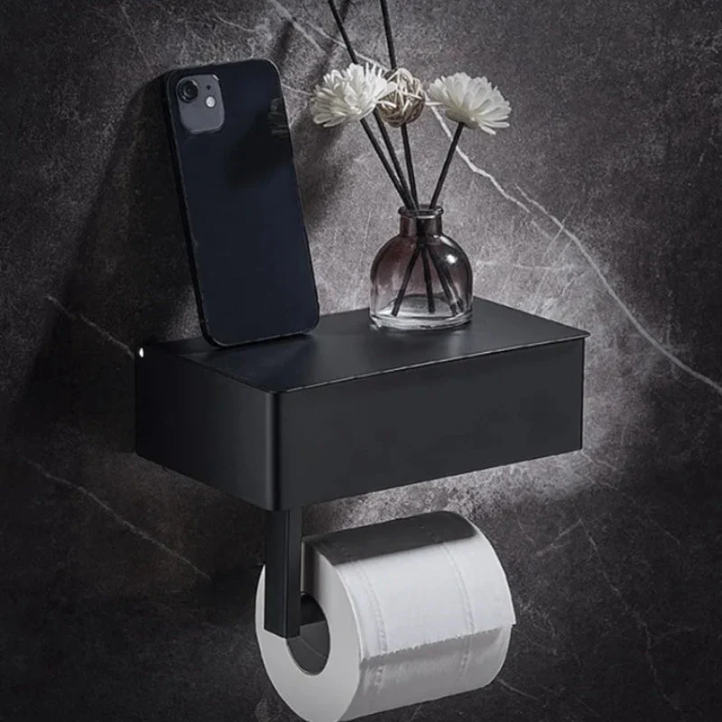 Toilet Roll Holder | Wall-Mounted with Shelf | Drill-Free Installation with Box | Rolluxe - Image 7