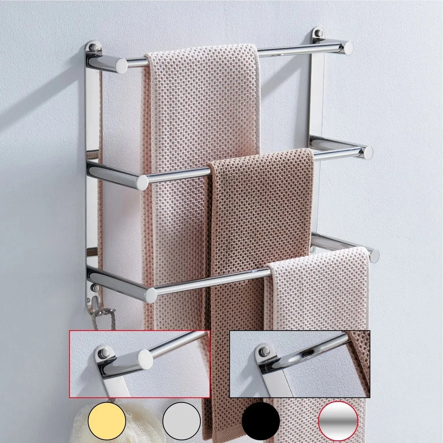 Towel Holder | Stainless Steel, Three Rods | Wall-Mounted | TowelGrid - Image 2