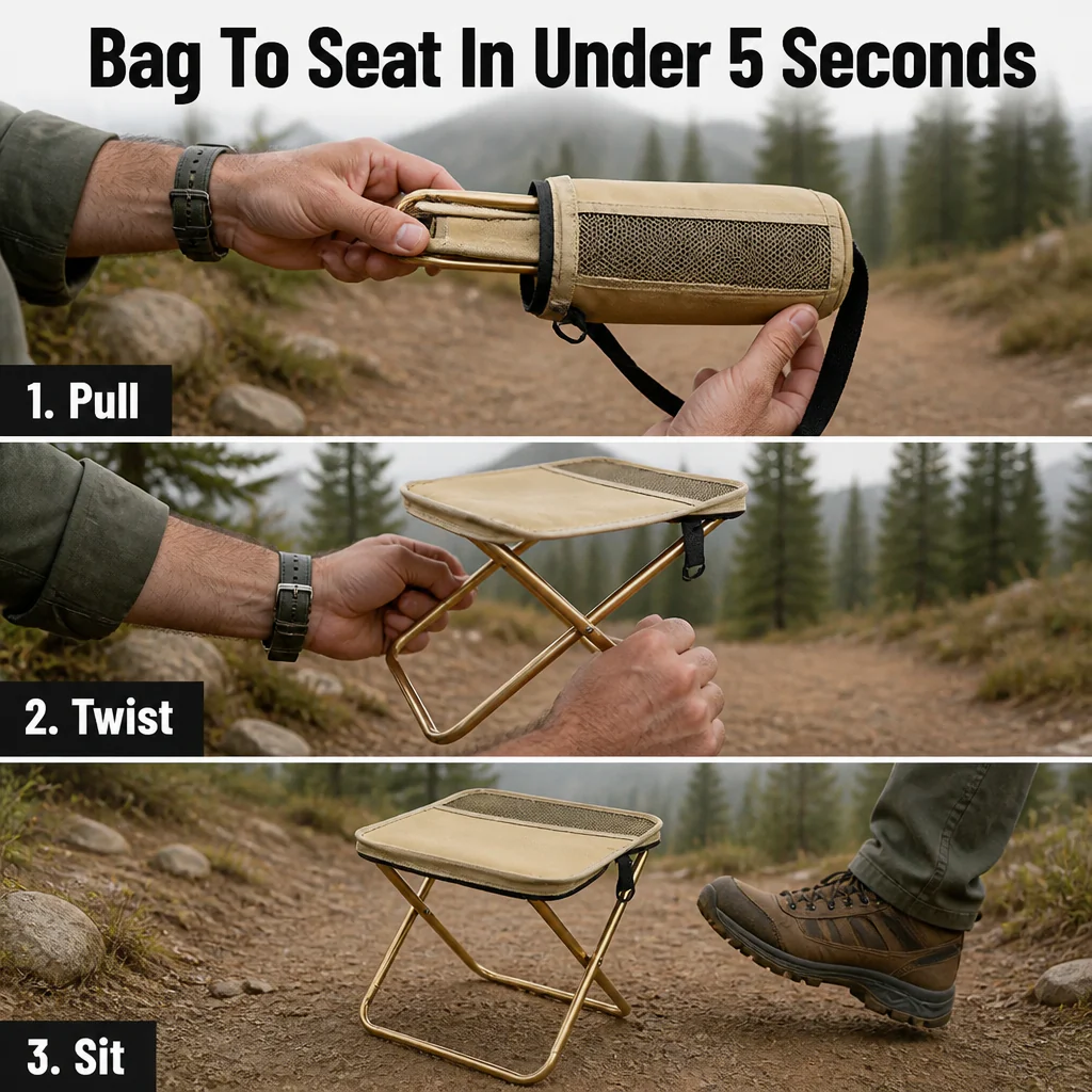 TrailEase™ — Pop Open A 330-lb Stool That Folds To Water-Bottle Size - Image 5