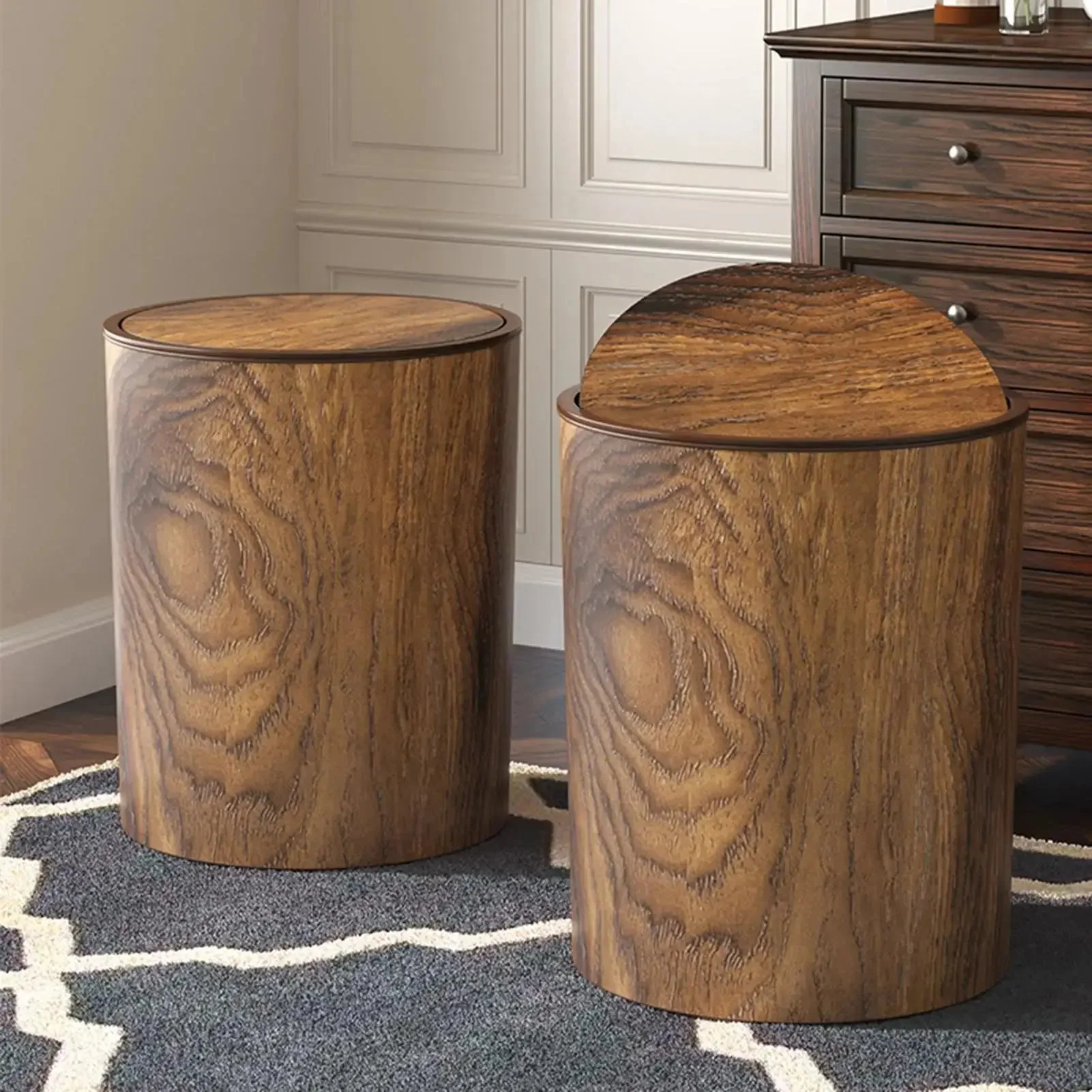 Trash Bin with Swing Lid | Wood Appearance | Silent and Clean | HyggeBin - Image 3