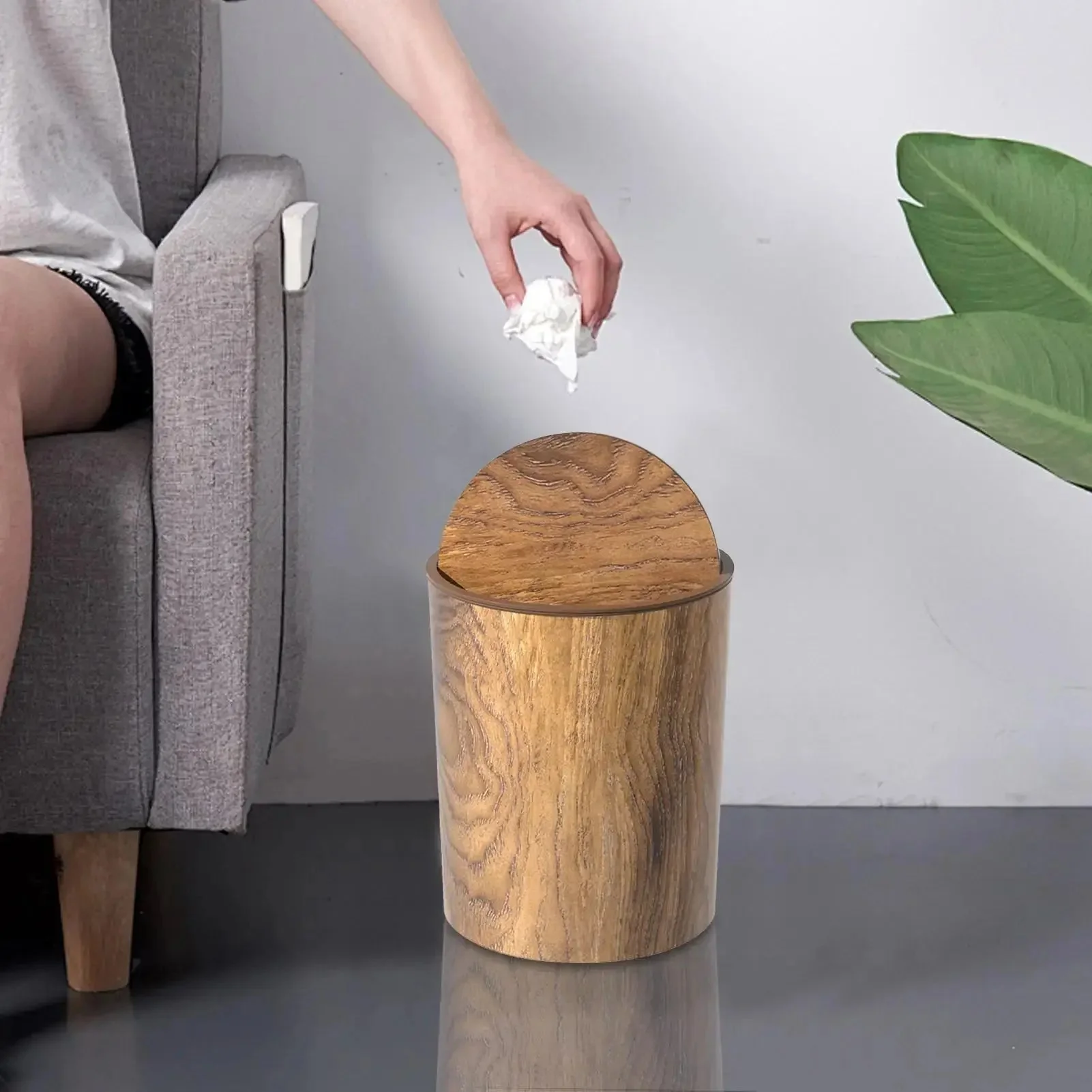 Trash Bin with Swing Lid | Wood Appearance | Silent and Clean | HyggeBin - Image 4
