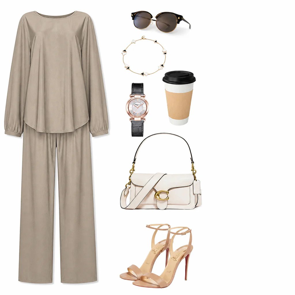 TrueStyle™ – Relaxed Two-Piece Set with Asymmetric Hem & Wide-Leg Pants - Image 11