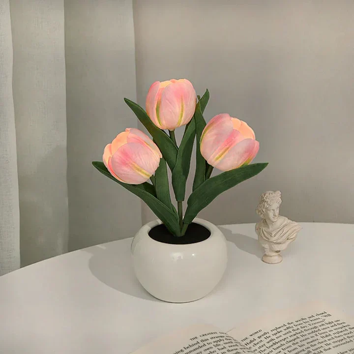 Tulip LED Desk Lamp in Ceramic Vase – Warm Ambient Light - Image 21