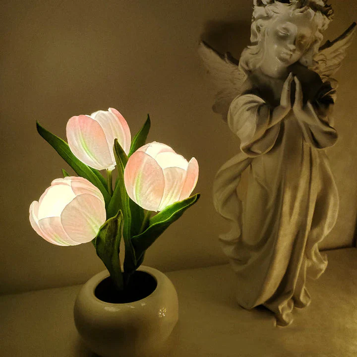 Tulip LED Desk Lamp in Ceramic Vase – Warm Ambient Light - Image 4