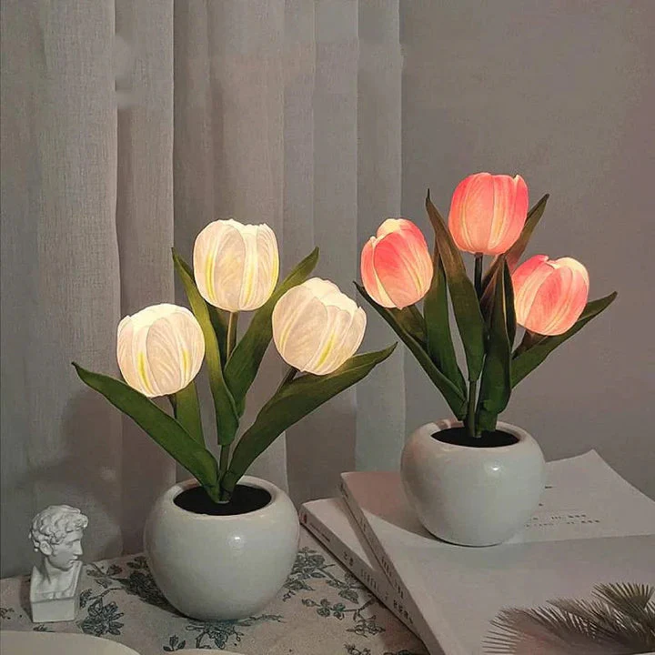 Tulip LED Desk Lamp in Ceramic Vase – Warm Ambient Light - Image 5