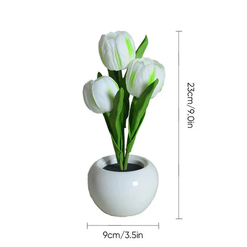 Tulip LED Desk Lamp in Ceramic Vase – Warm Ambient Light - Image 7