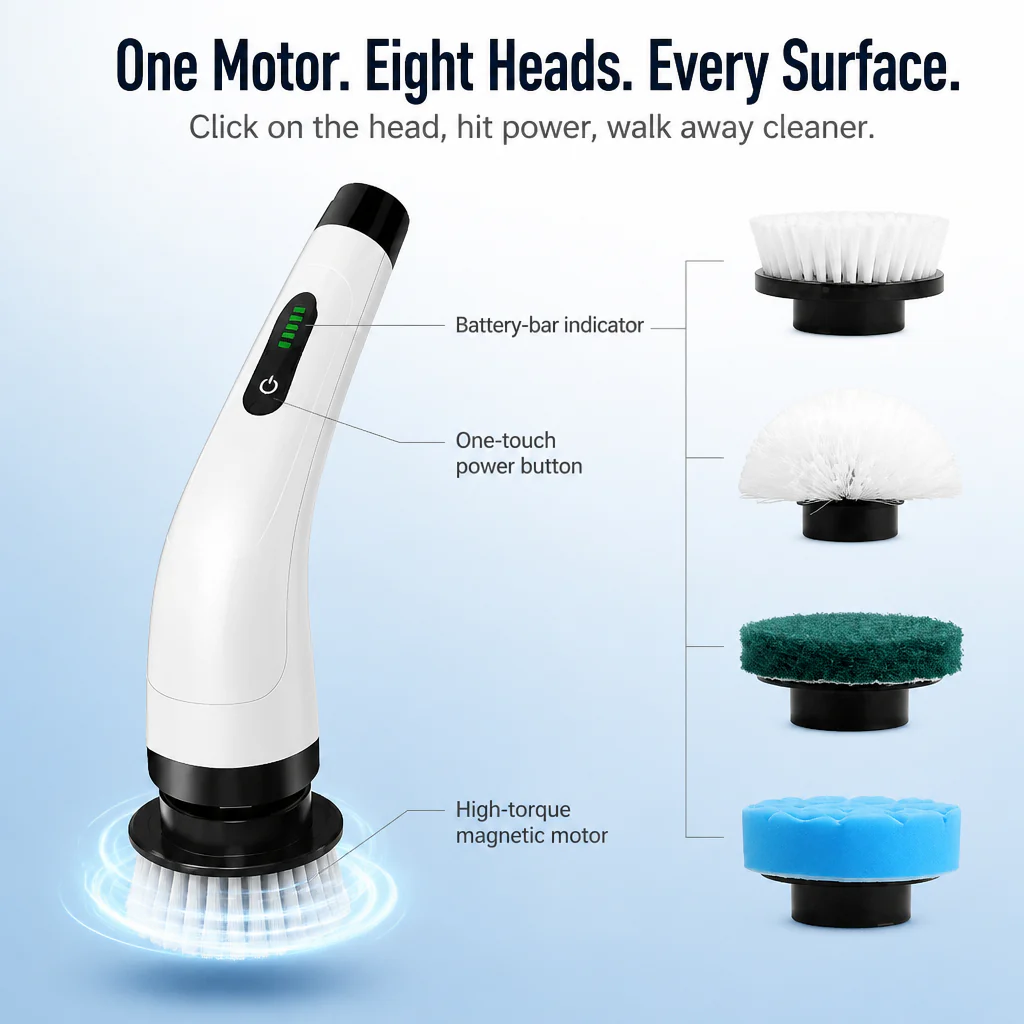TurboShine™ — Spin Away Grime in Half the Time | 8 Heads + Extension Pole - Image 3