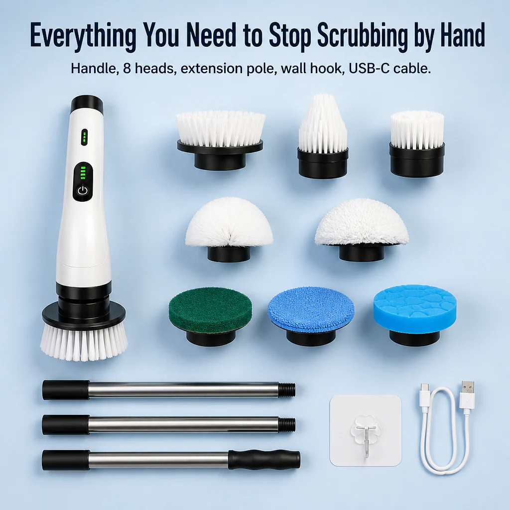 TurboShine™ — Spin Away Grime in Half the Time | 8 Heads + Extension Pole - Image 7
