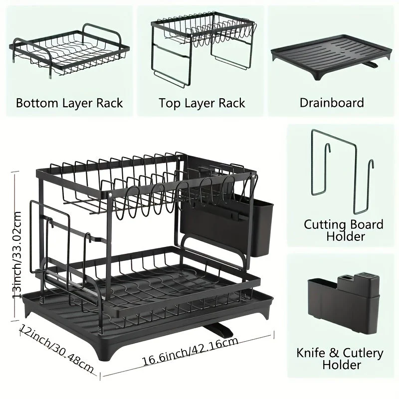 Two-Tier Draining Rack with Drainage System - Image 2