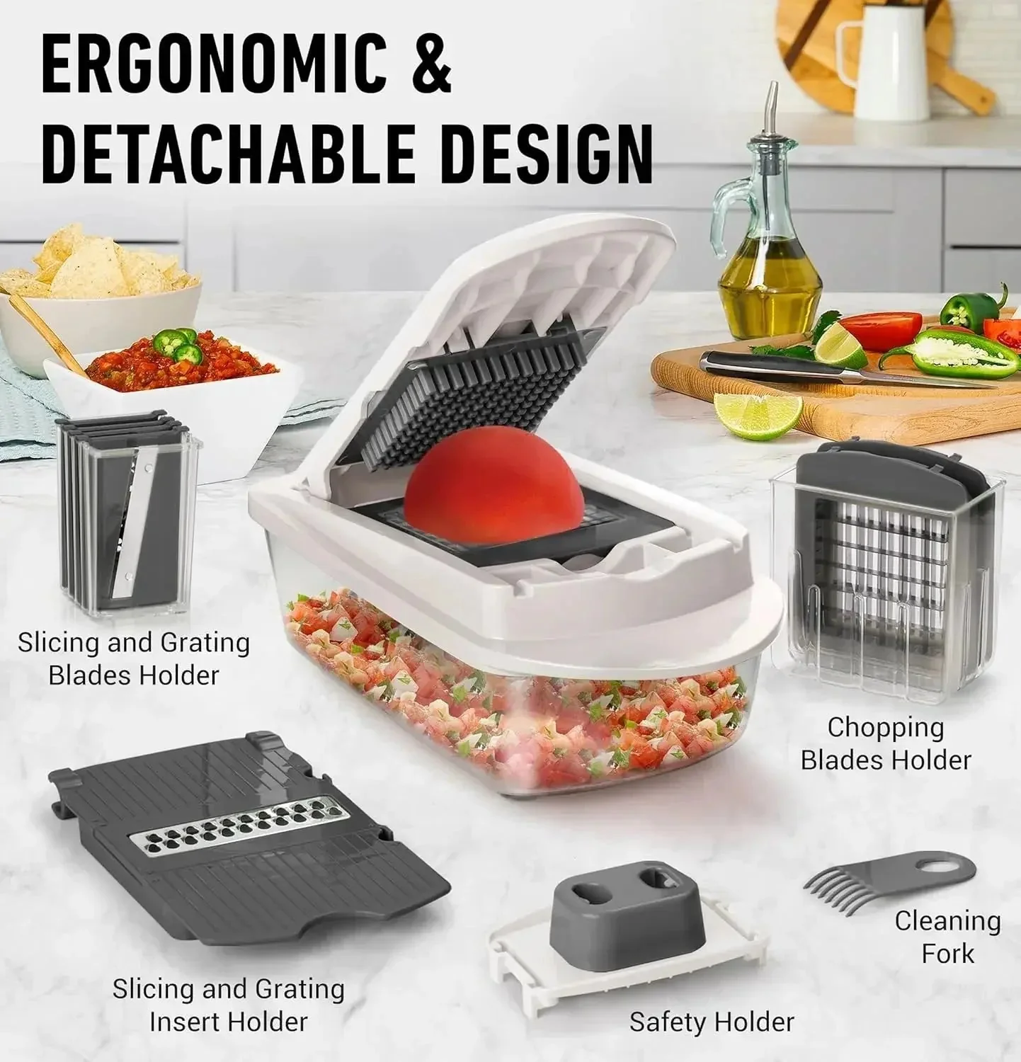 Vegetable Chopper | Dicing, Slicing, and Grating | Storage Container & Safety Holder | VegiCut - Image 7