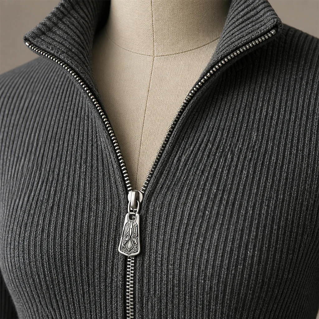 VelaFlex™ – Ribbed Knit Mermaid Midi Dress with Quarter-Zip Collar - Image 5