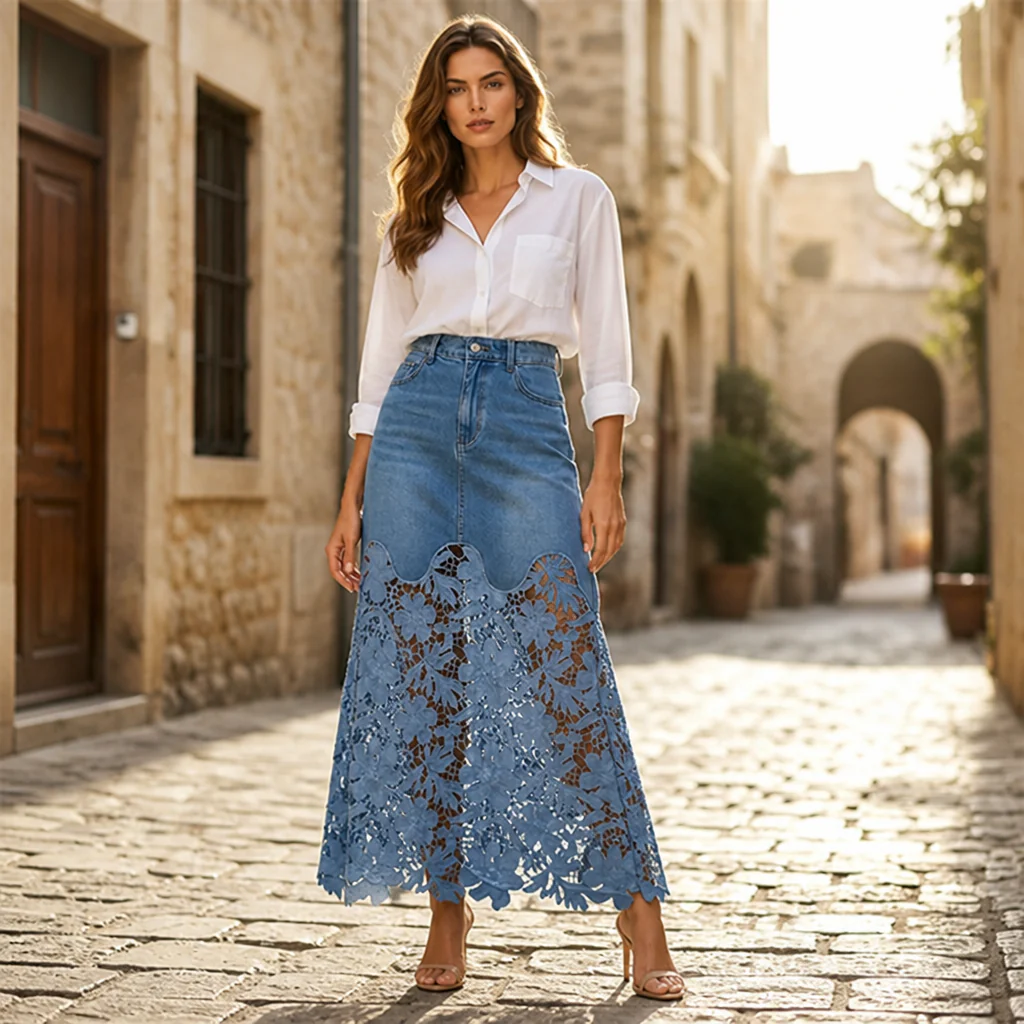 VelaLace™ Denim Skirt — Unleash Your Confidence with Comfort and Allure