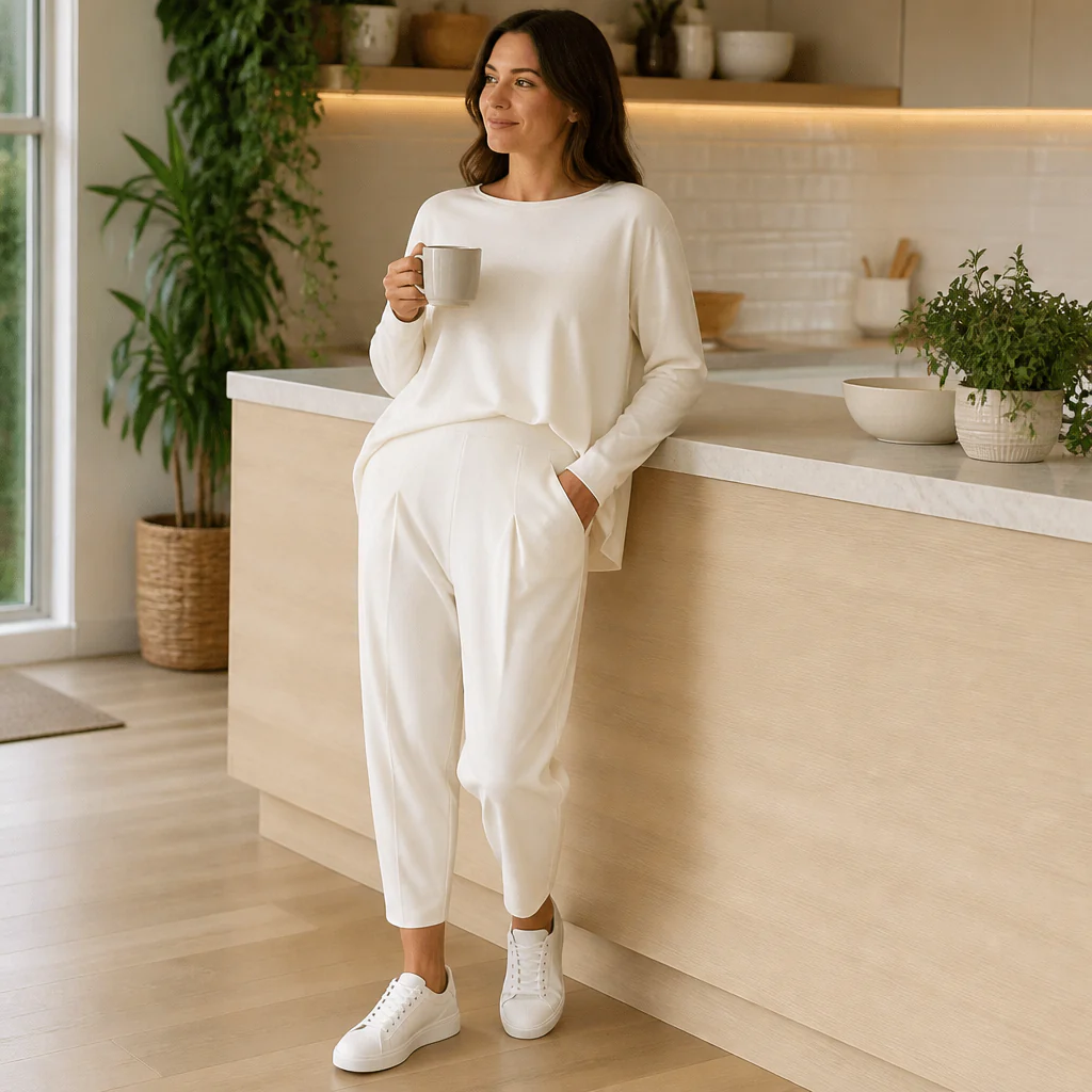 Mirelle™ – Relaxed Boat-Neck Two-Piece Set with Tapered Pleated Pants