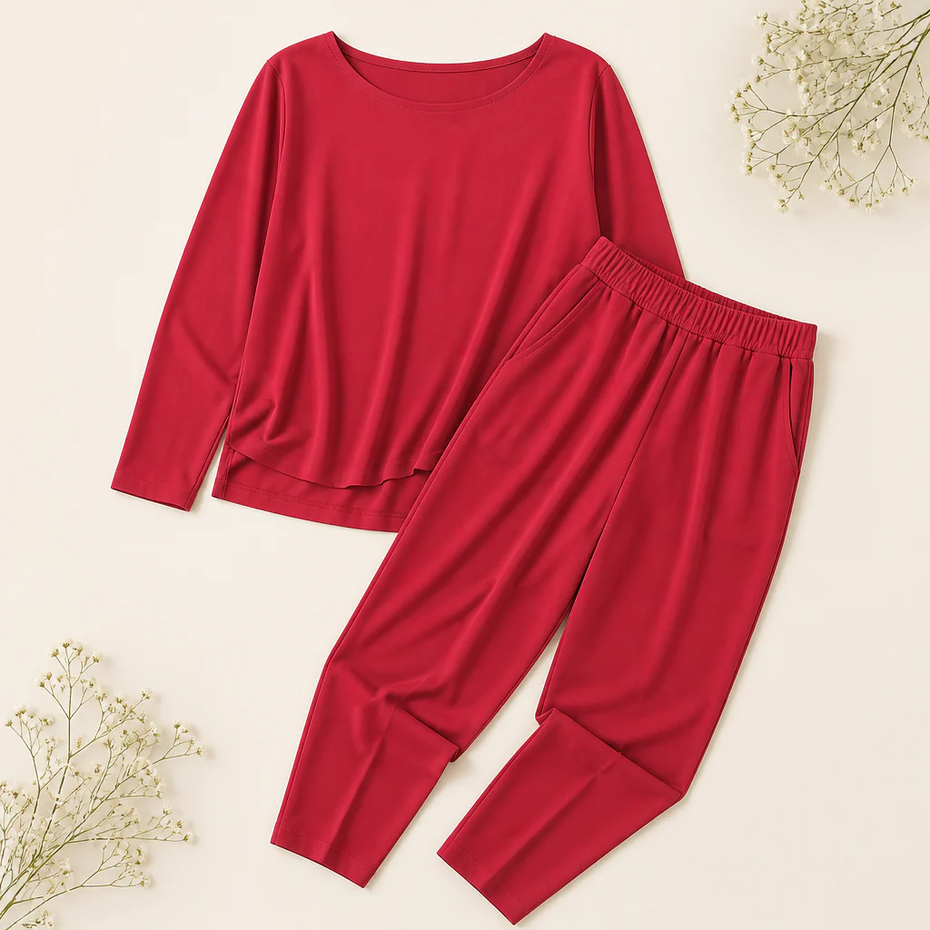 Mirelle™ – Relaxed Boat-Neck Two-Piece Set with Tapered Pleated Pants - Image 12
