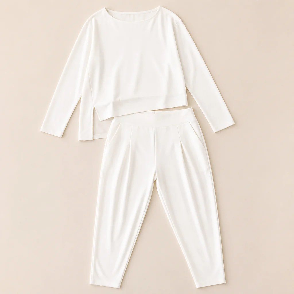 Mirelle™ – Relaxed Boat-Neck Two-Piece Set with Tapered Pleated Pants - Image 8