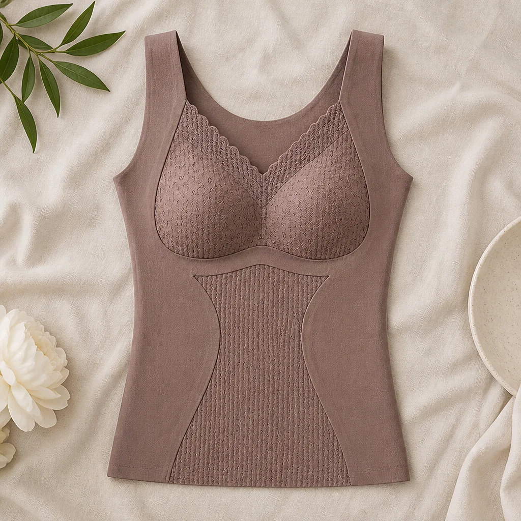 VeloFlex™ – Thermal Seamless Shaping Camisole with Built-In Lace Bra - Image 13