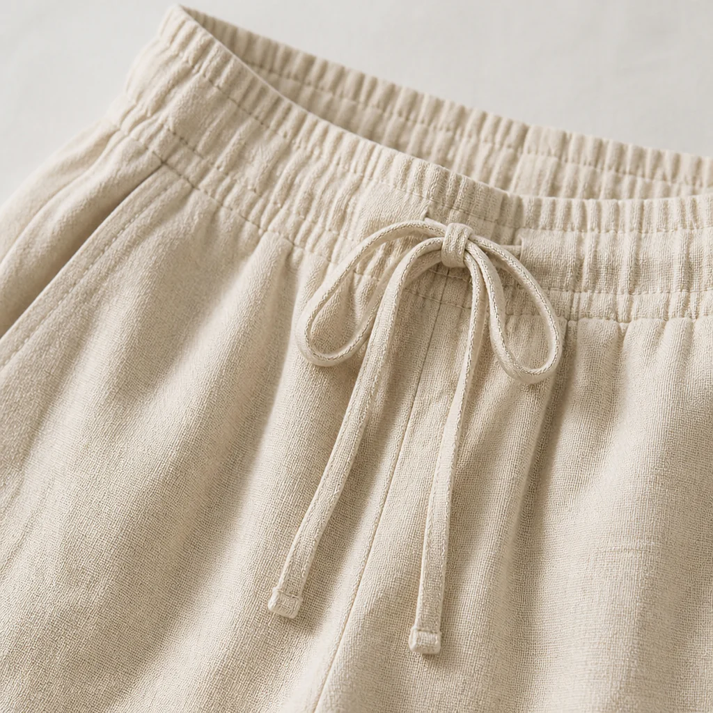 VelouraFlex™ – Breezy Cotton-Linen Drawstring Pants with Tapered Cuffed Hem - Image 5