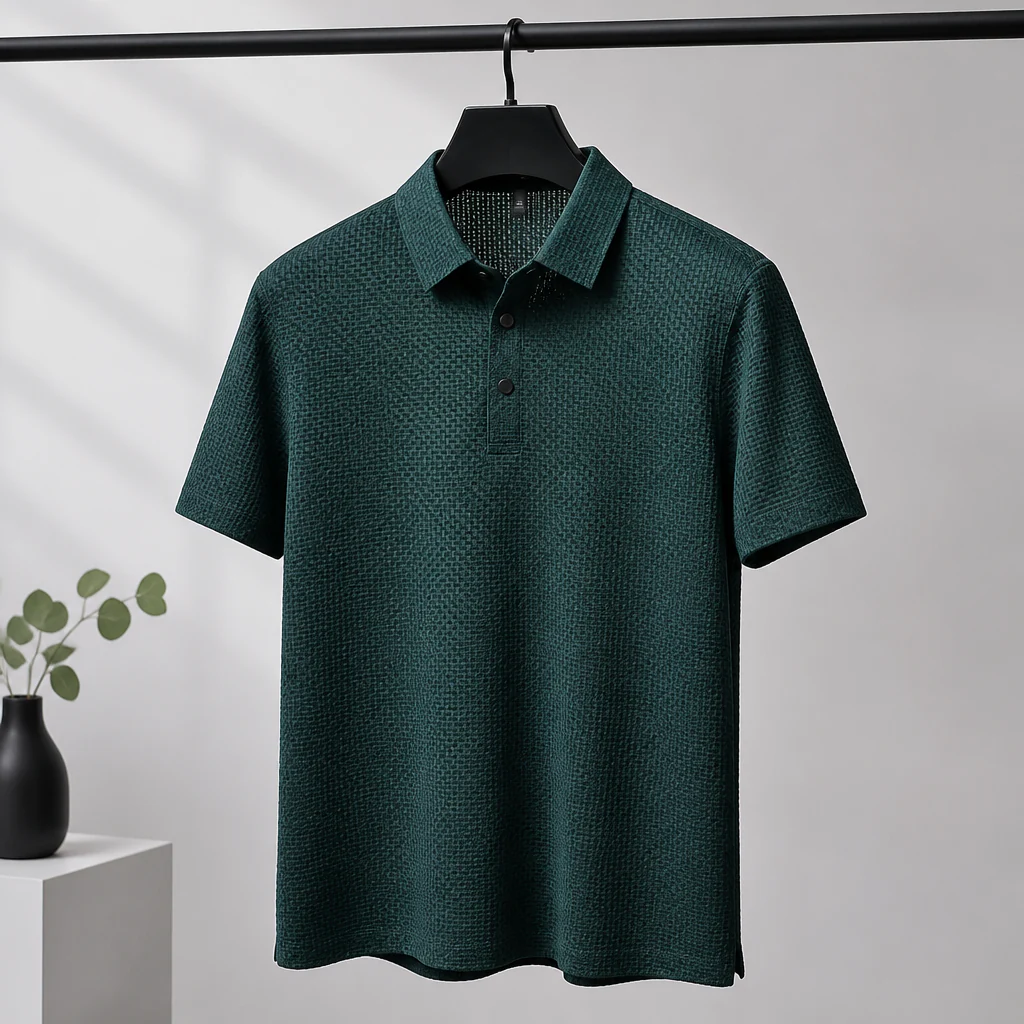 VentraBreeze™ – Cooling Textured Knit Polo with Snap-Button Placket - Image 14