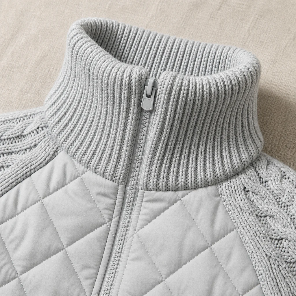 Norvelle™ – Cozy Quilted Winter Jacket with Cable-Knit Sleeves - Image 6