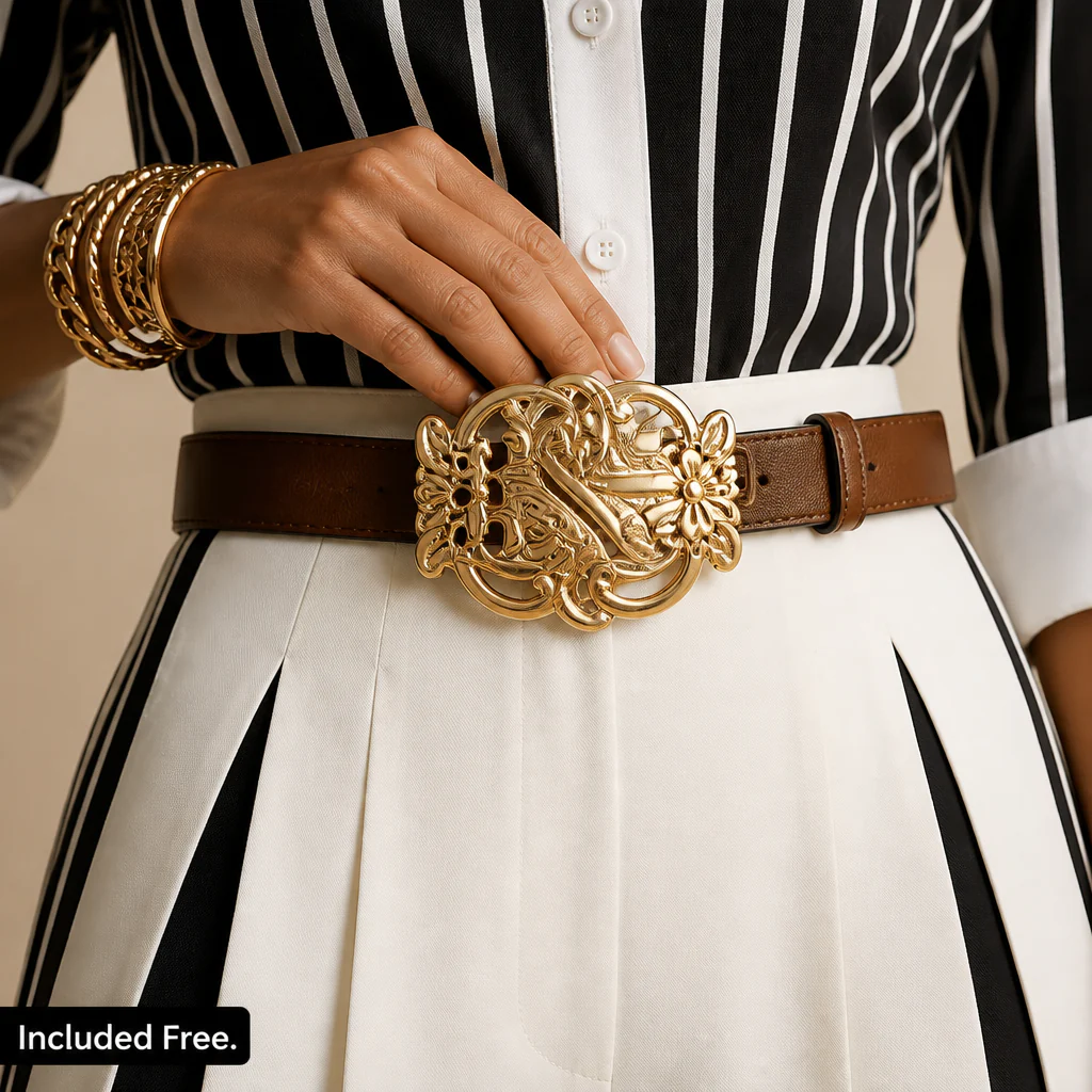 VeroLuxe™ — Pull On a Striped Set That Looks Like You Hired a Stylist | Belt Included - Image 2