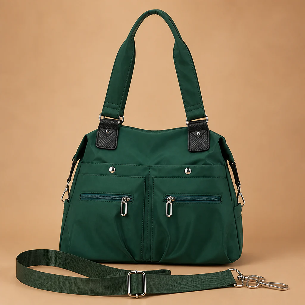 VeroStride™ – Soft Nylon Shoulder Bag with Detachable Crossbody Strap - Image 9