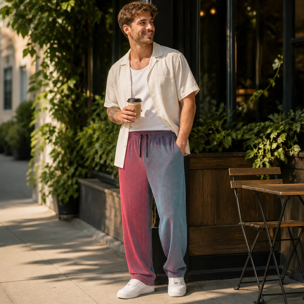 VeroStride™ – Lightweight Pleated Straight-Leg Pants with Drawstring Waist - Image 2