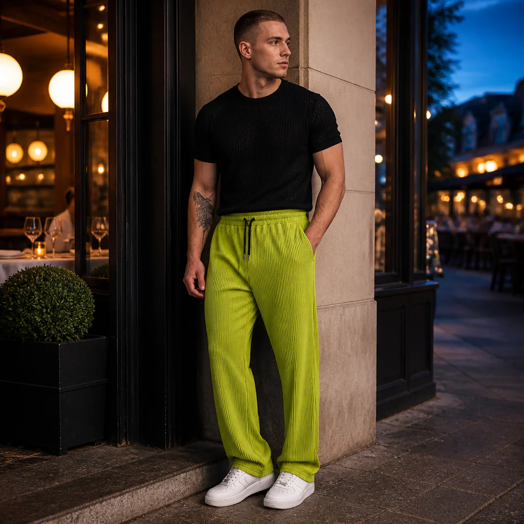 VeroStride™ – Lightweight Pleated Straight-Leg Pants with Drawstring Waist - Image 3