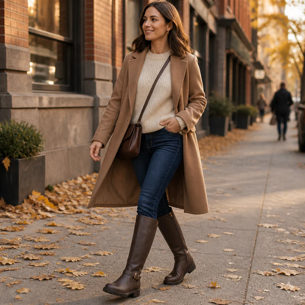 VeroStride™ – Classic Knee-High Riding Boots with Block Heel