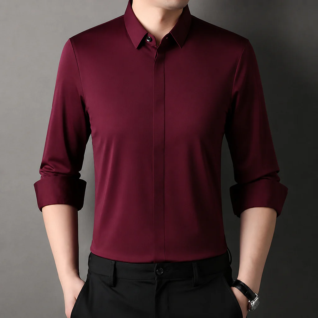 Vantori™ – Slim-Fit 4-Way Stretch Wrinkle-Free Dress Shirt - Image 12