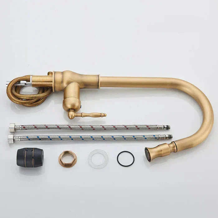 Vintage Brass Kitchen Faucet | Rotating Spout | Single Lever Control | BrassArc - Image 8