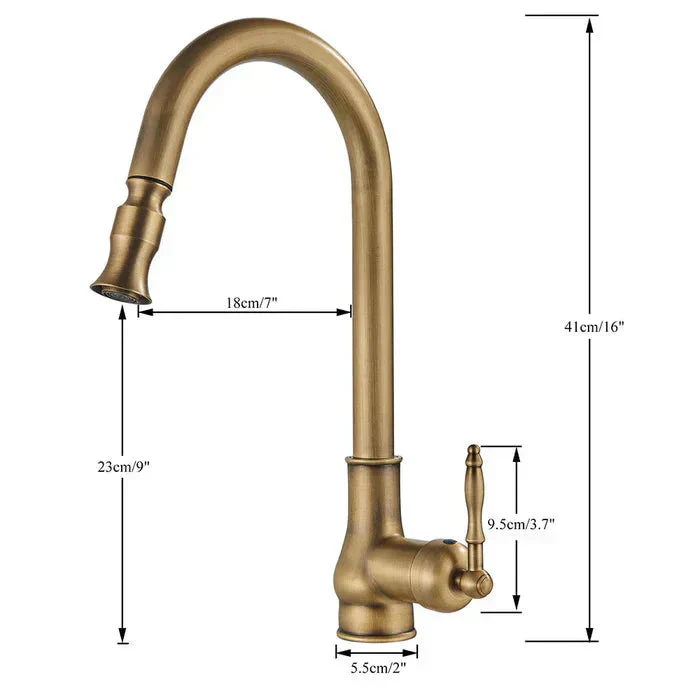 Vintage Brass Kitchen Faucet | Rotating Spout | Single Lever Control | BrassArc - Image 9