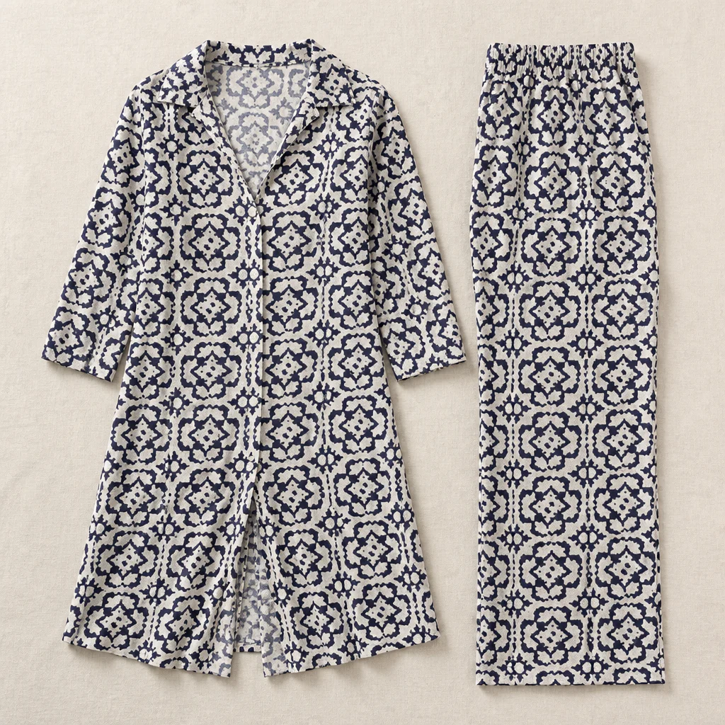 VireoLuxe™ – Bold Geometric Tunic and Straight-Leg Trouser Set - Image 4